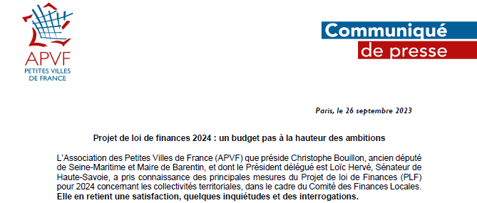 Présentation du PLF 2024 : "un budget pas à la hauteur des ambitions"