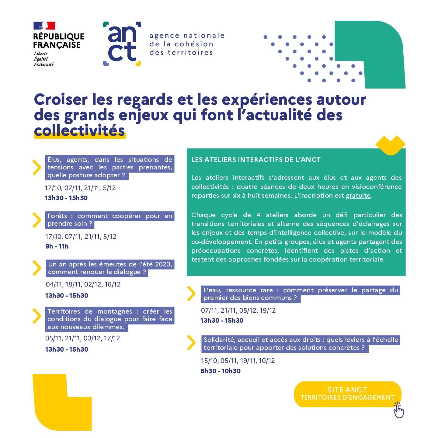 Nouveaux cycles d'ateliers interactifs de l'ANCT