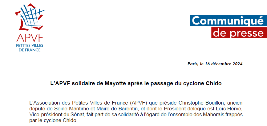 Cyclone à Mayotte : les maires des petites villes solidaires