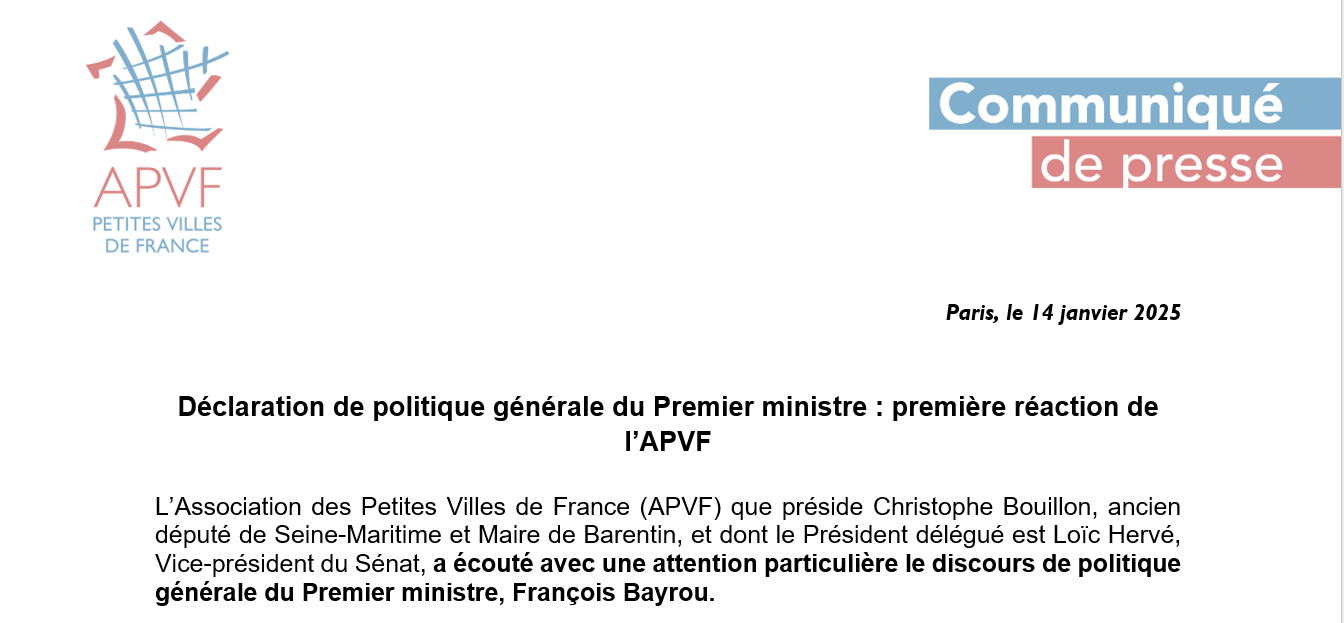 Déclaration de politique générale du Premier ministre : première réaction de l’APVF